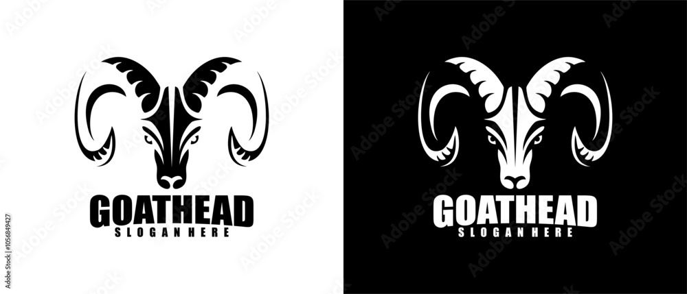 goat head black and white logo brand design illustration vector art goat head black and white logo brand design illustration vector art
