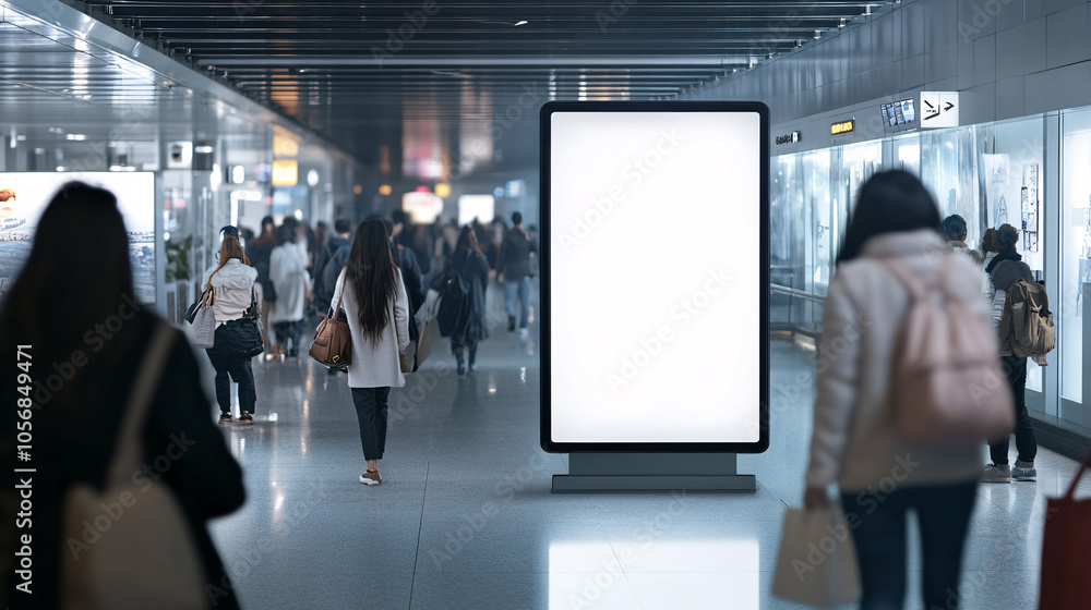 Blank advertising billboard at airport, mockup poster media template ads display
Blank advertising billboard at airport, mockup poster media template ads display