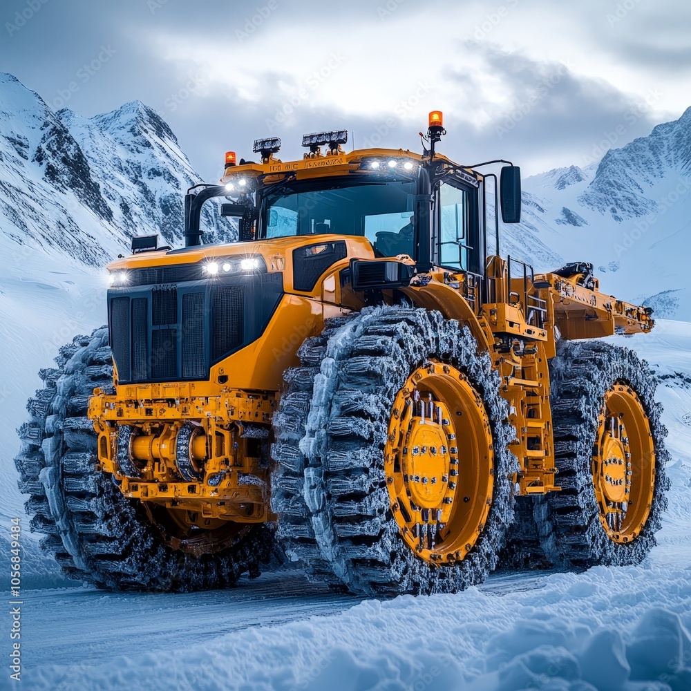 Heavy Loader Removing Snow in Mountain City After Heavy Snowfall Heavy Loader Removing Snow in Mountain City After Heavy Snowfall
