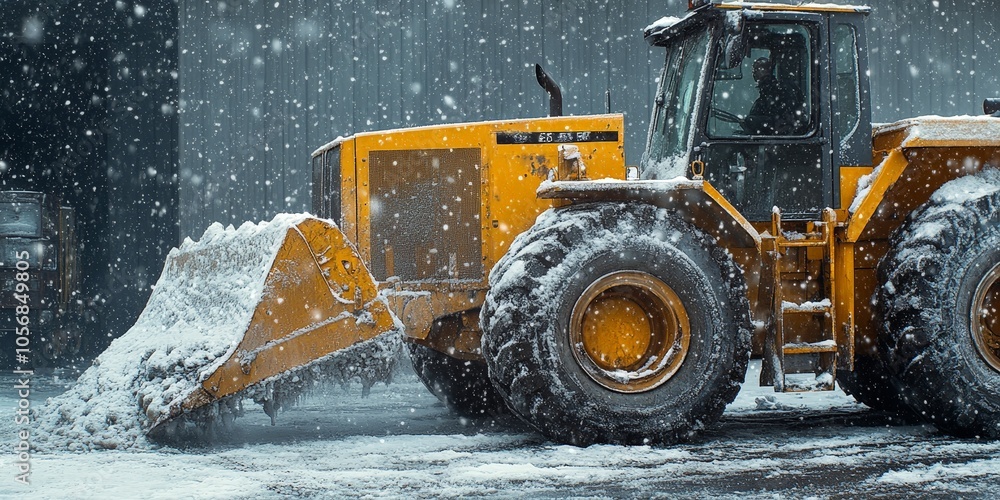 Heavy Loader Removing Snow in Mountain City After Heavy Snowfall Heavy Loader Removing Snow in Mountain City After Heavy Snowfall
