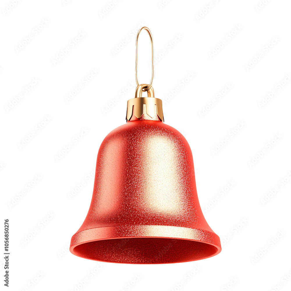 Red decorative bell with a copper top and glossy finish isolated on white background. Perfect to any Christmas setting. Red decorative bell with a copper top and glossy finish isolated on white background. Perfect to any Christmas setting.