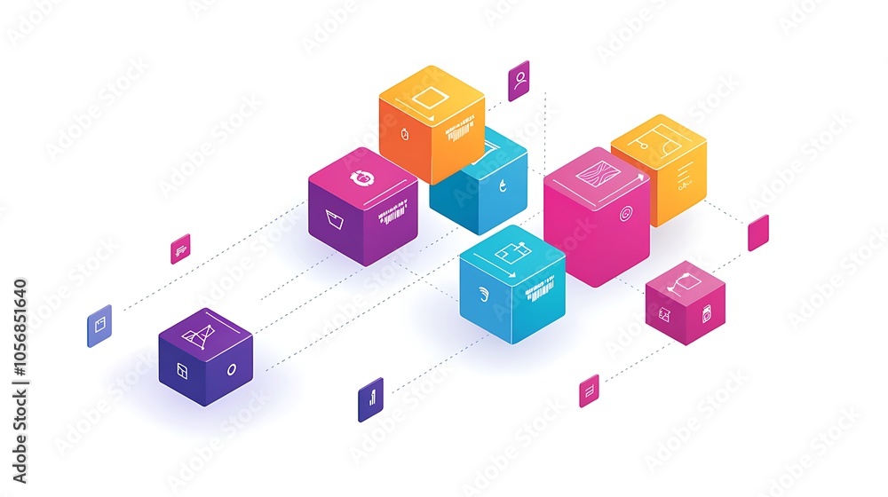 A flat graphic of isometric blocks A flat graphic of isometric blocks