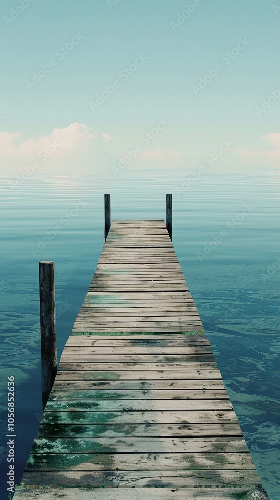 Wooden Dock Leading to the Horizon on a Tranquil Lake Wooden Dock Leading to the Horizon on a Tranquil Lake
