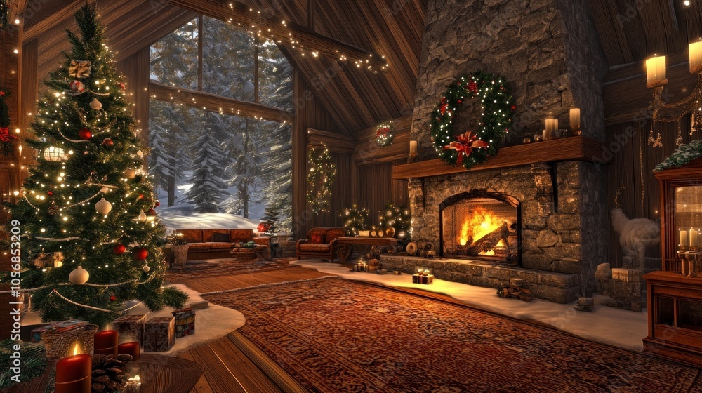 Cozy Christmas Cabin with Fireplace Cozy Christmas Cabin with Fireplace