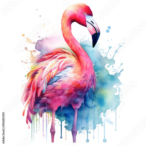 A multicolor flamingo watercolor that creates a stunning Endangered Species Art as a gift