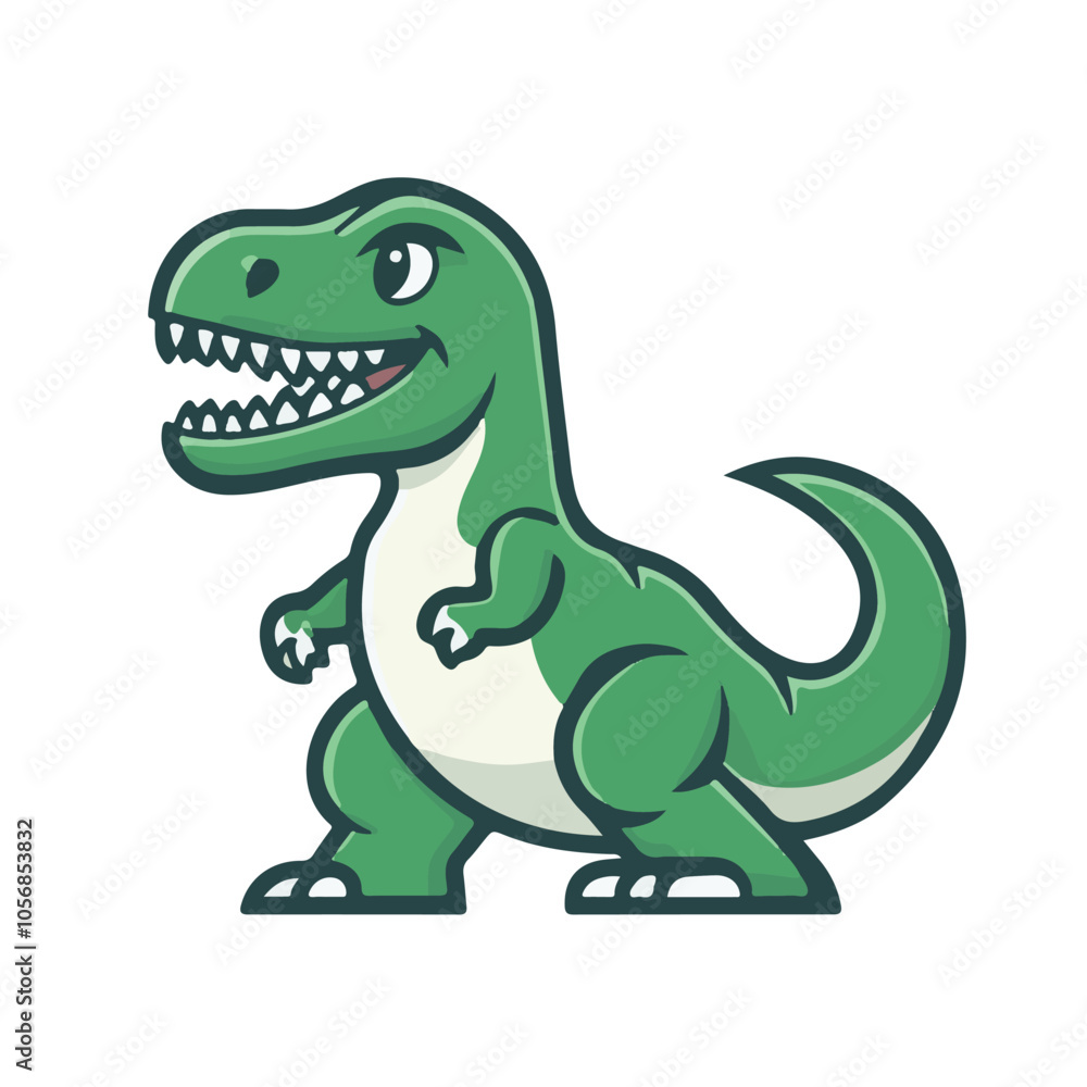 Fototapeta premium Simple vector logo of a T-Rex, in green color 