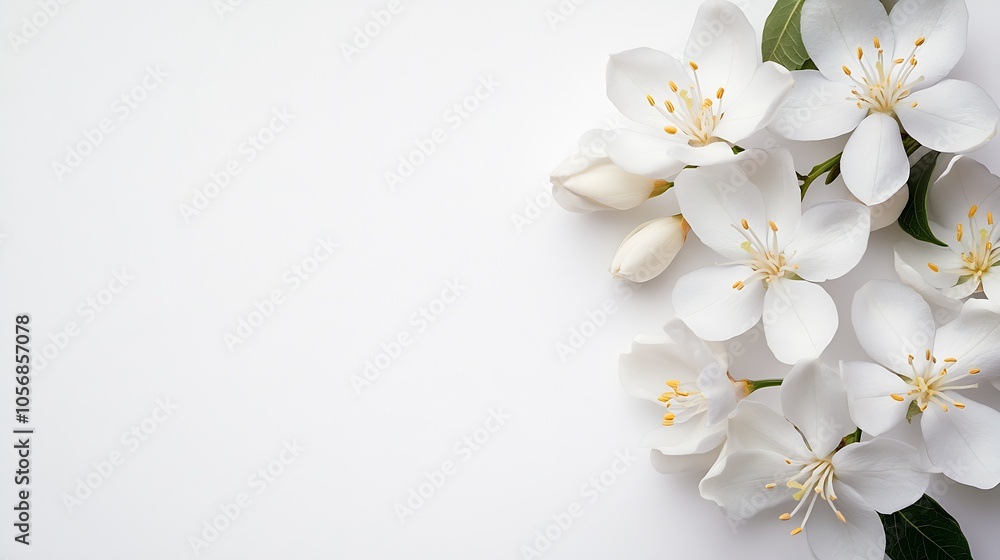 Minimalist arrangement of artful white flowers on a bright background : Generative AI Minimalist arrangement of artful white flowers on a bright background : Generative AI