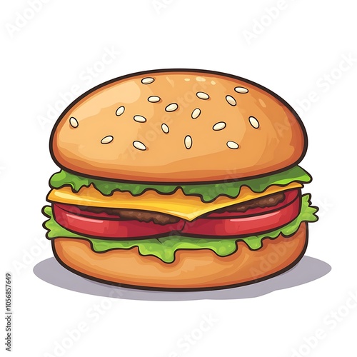 A cartoon hamburger on a white background.