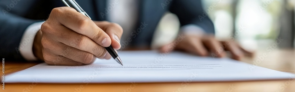 Close-up of businessman signing a legal contract agreement Close-up of businessman signing a legal contract agreement