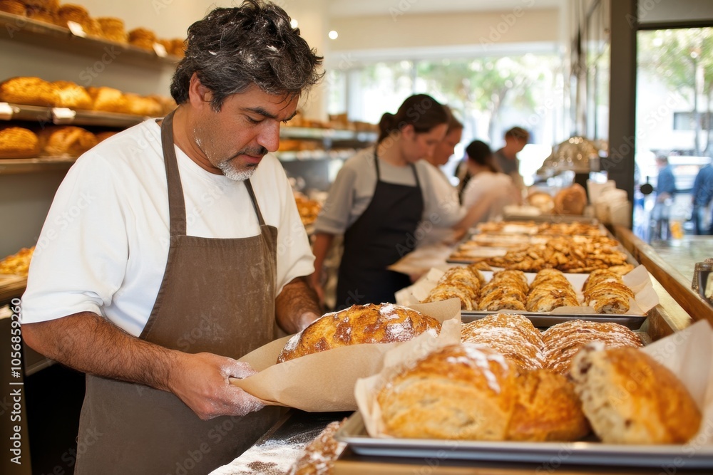 Charming Bakery with Customers Enjoying Fresh Baked Goods