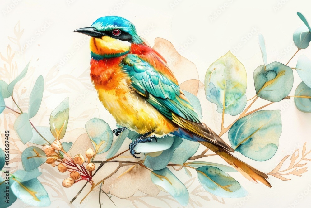 Fototapeta premium A colorful bird perched on a tree branch
