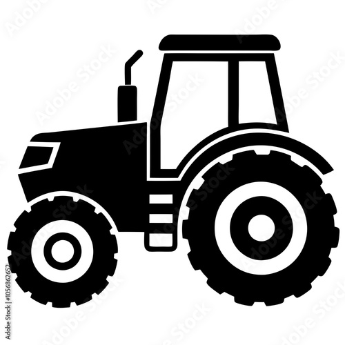 Modern Tractor silhouette vector illustration on a white background