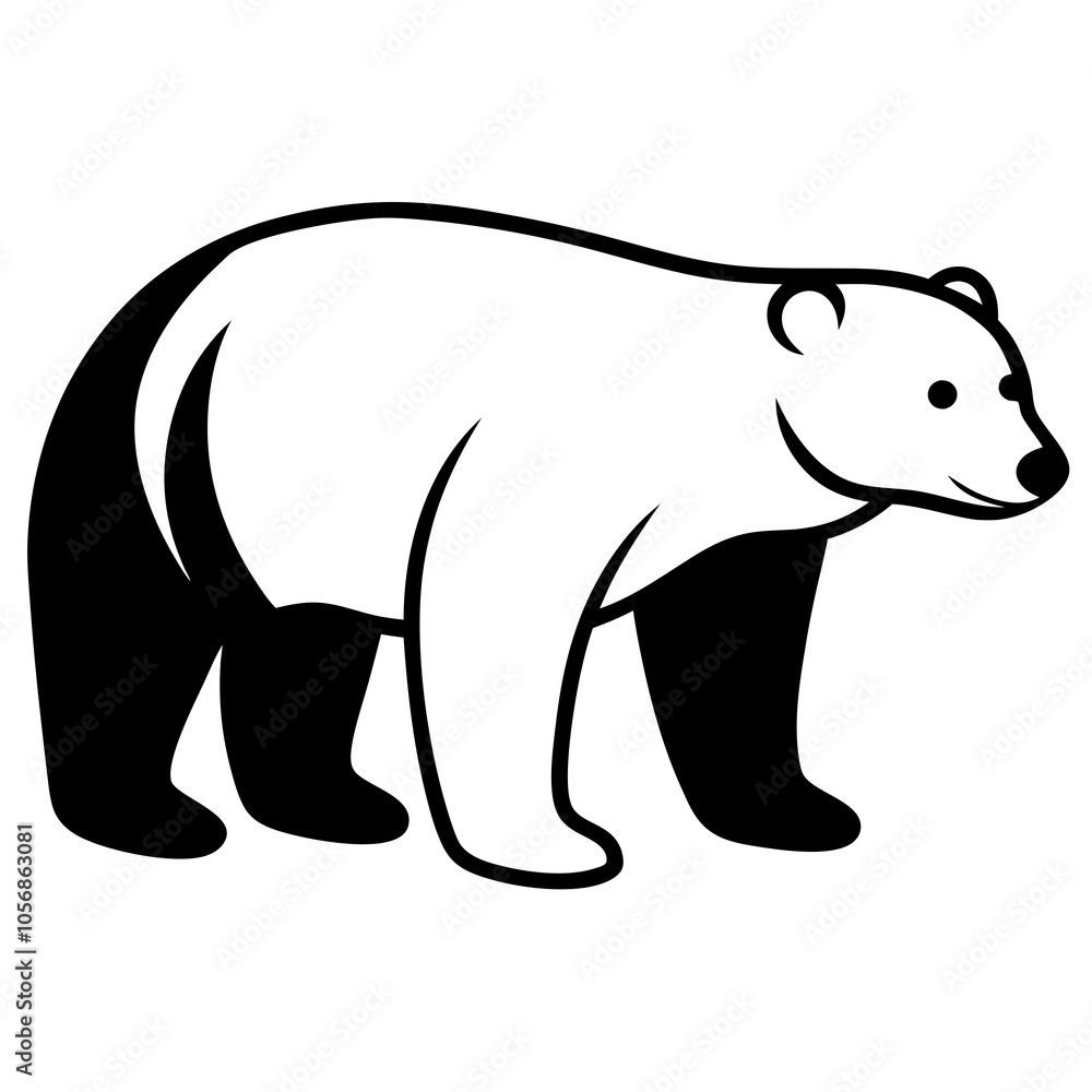 Fototapeta premium Polar Bear silhouette vector illustration on a white background