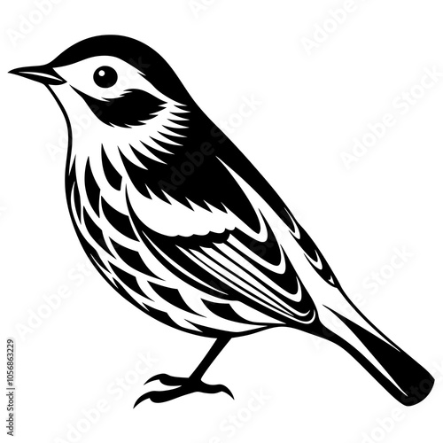 Wilson's Warbler silhouette vector illustration