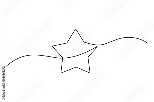 Star continuous one line drawing hand draw doodle vector illustration