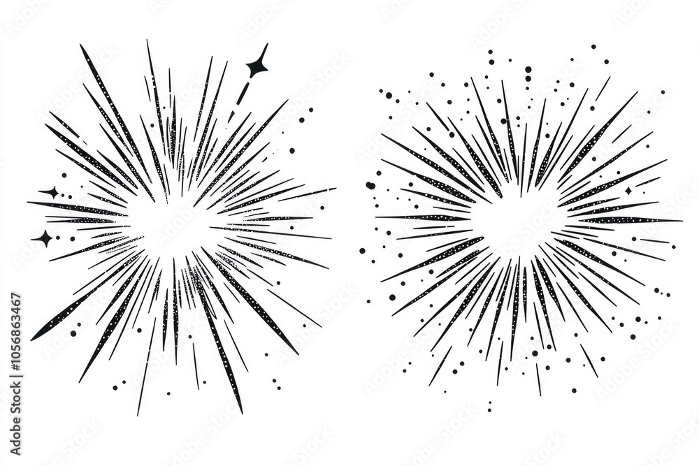 Fototapeta premium Set of unique black and white firework designs