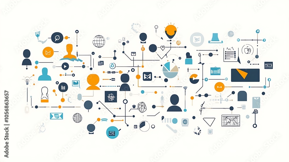 A flat illustration of human icons business A flat illustration of human icons business