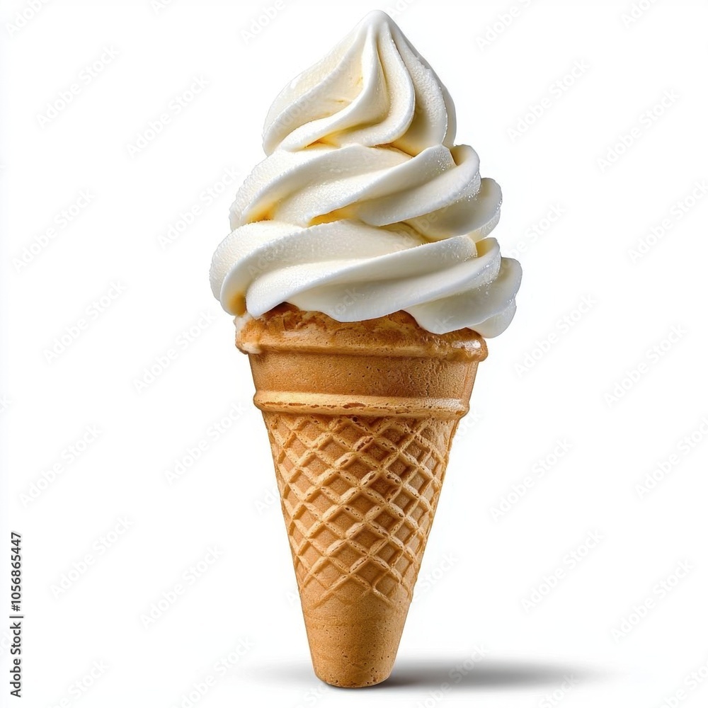 A photostock of a small cup of soft serve ice cream on a white background, sweet and creamy. A photostock of a small cup of soft serve ice cream on a white background, sweet and creamy.