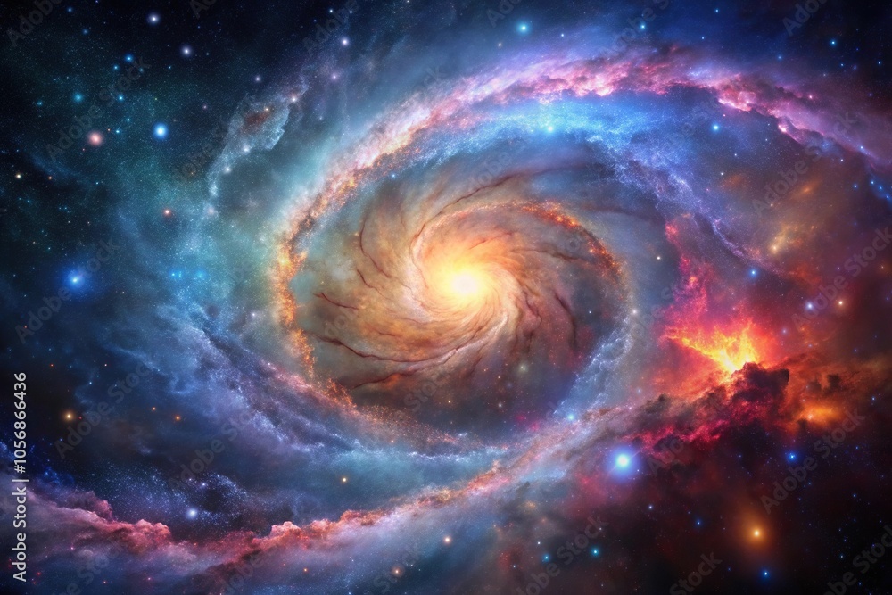 Cosmic nebula and galaxy in space