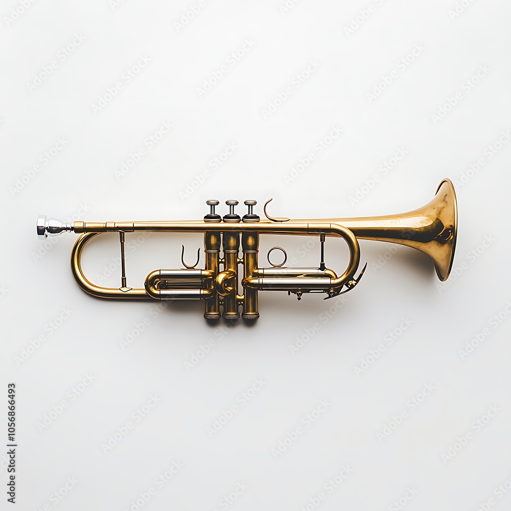 A trumpet on a white background. A trumpet on a white background.