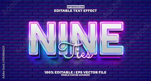 Nineties editable text effect in new modern trend style