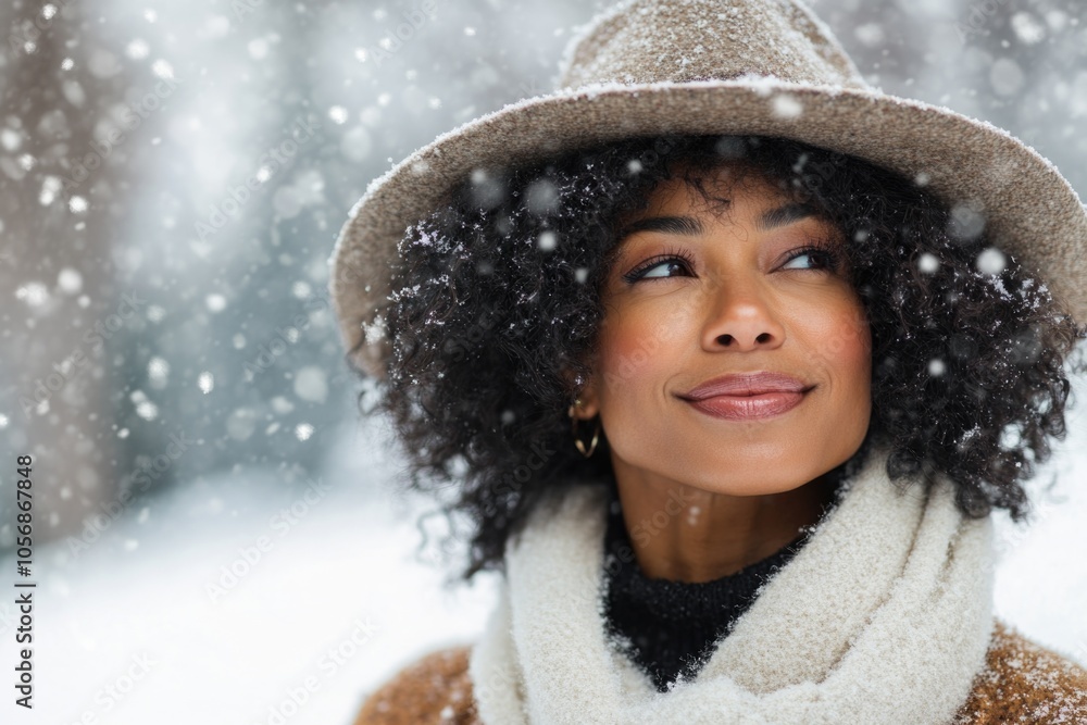 A person bundled up against cold weather, with a hat and scarf on A person bundled up against cold weather, with a hat and scarf on