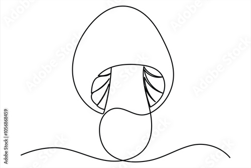 Continuous single line of drawing of mushroom edible Fresh raw vegetable concept outline vector illustration
