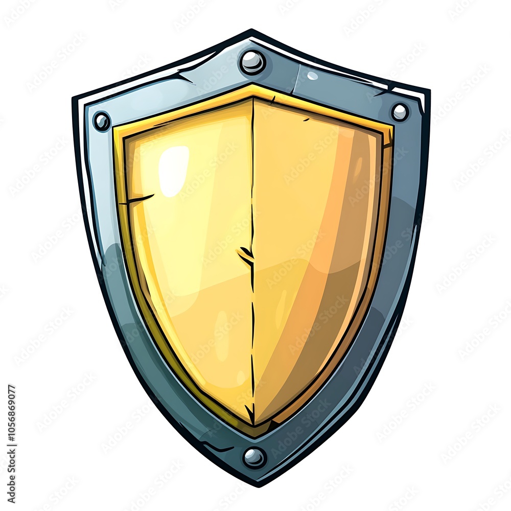 A cartoon shield symbolizing protection or security on a white background. A cartoon shield symbolizing protection or security on a white background.
