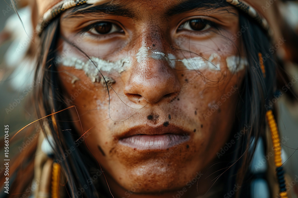 Generative AI image of Native American family members tribe celebrating family cultural heritage together Generative AI image of Native American family members tribe celebrating family cultural heritage together