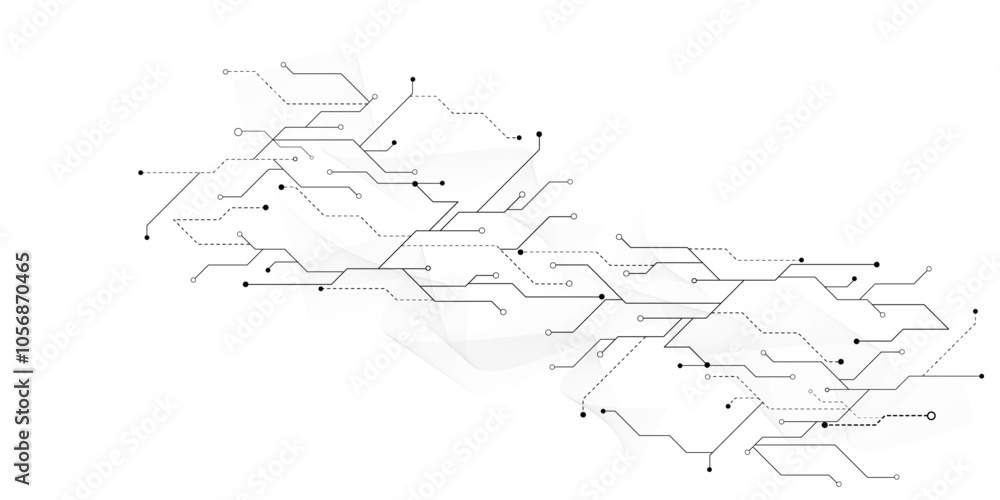 Vectors White Abstract geometric dots and lines connection circuit concept. Global communication technology background design Vectors White Abstract geometric dots and lines connection circuit concept. Global communication technology background design