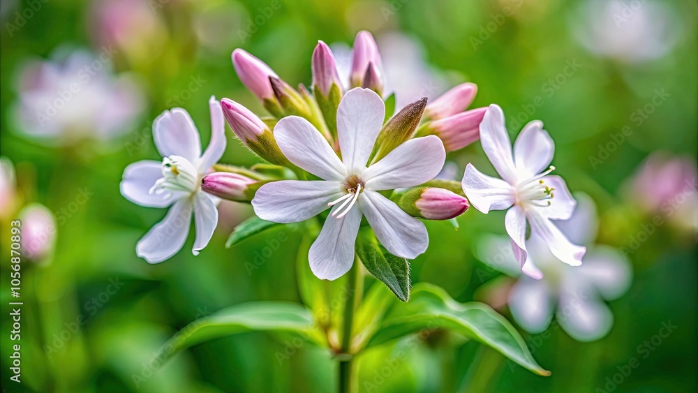 Closeup of common soapwort flower in bloom, soapwort, flower, closeup, pink, petals, nature, plant, bloom, botanical, garden Closeup of common soapwort flower in bloom, soapwort, flower, closeup, pink, petals, nature, plant, bloom, botanical, garden