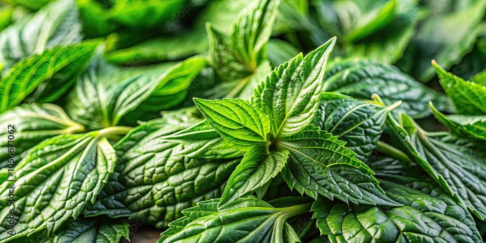 A close-up photo of fresh Jiaogulan leaves, a Chinese herb known for its longevity benefits, Jiaogulan, Chinese, herb A close-up photo of fresh Jiaogulan leaves, a Chinese herb known for its longevity benefits, Jiaogulan, Chinese, herb