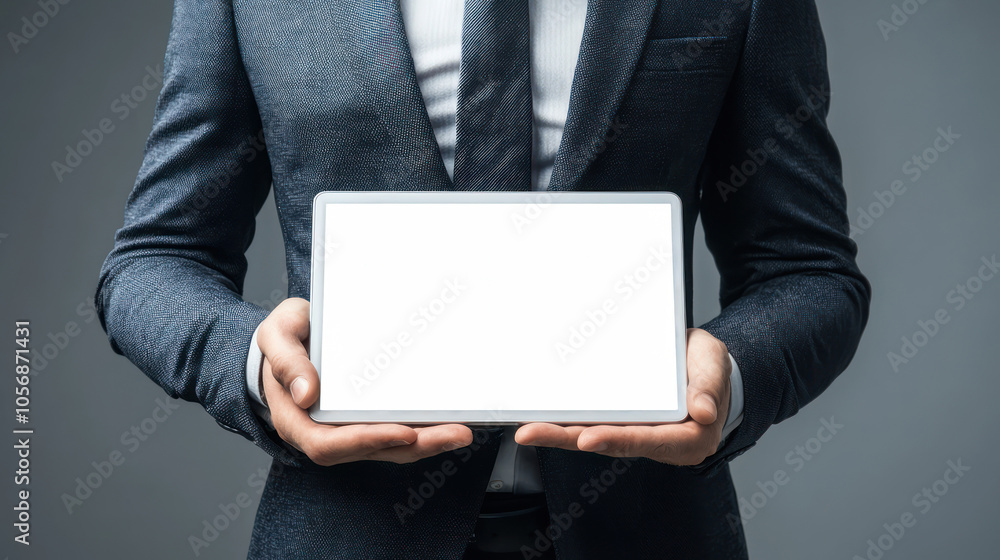 Successful Loan Approval Notification on Digital Tablet Held by Confident Businessman in Banking App Successful Loan Approval Notification on Digital Tablet Held by Confident Businessman in Banking App