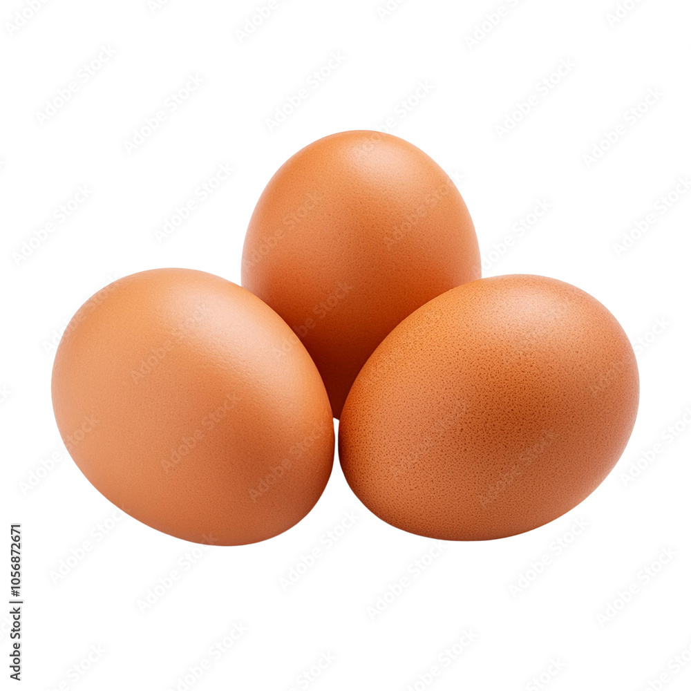 Three brown eggs on a white isolated background. transparent background Three brown eggs on a white isolated background. transparent background