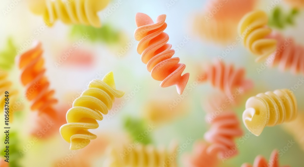 Pasta Celebration: Colorful Spirals in Motion Pasta Celebration: Colorful Spirals in Motion