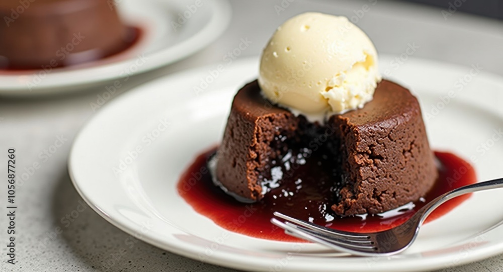 A chocolate lava cake with a molten center A chocolate lava cake with a molten center