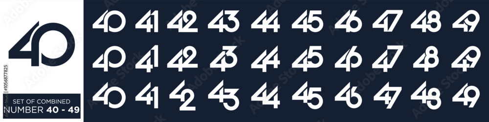 collection of creative number 40 to 49 logo designs. abstract number design vector illustration collection of creative number 40 to 49 logo designs. abstract number design vector illustration
