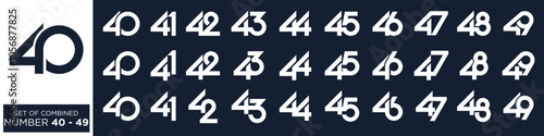 collection of creative number 40 to 49 logo designs. abstract number design vector illustration