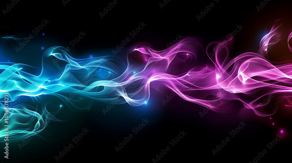 Fototapeta premium Abstract neon light wave in vibrant purple and blue, creating a dynamic and energetic background perfect for futuristic or tech designs.