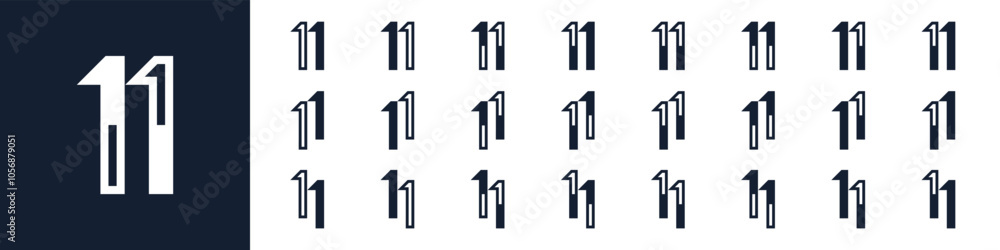 collection of creative number 11 logo designs. abstract eleven design vector illustration collection of creative number 11 logo designs. abstract eleven design vector illustration