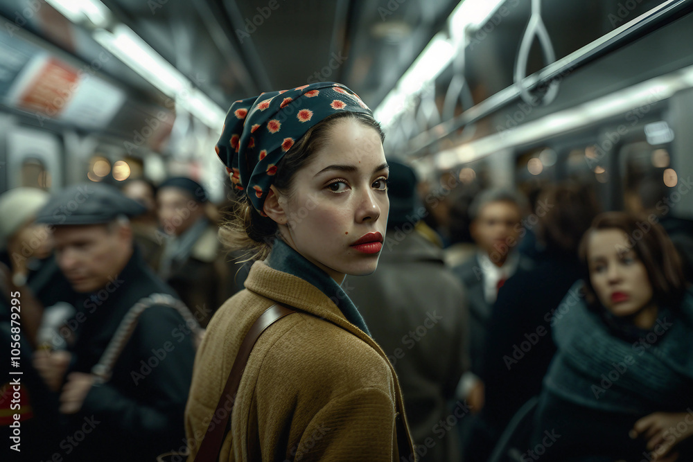Artwork Generative Ai image underground subway urban station crowded with people, rush hour local public service Artwork Generative Ai image underground subway urban station crowded with people, rush hour local public service