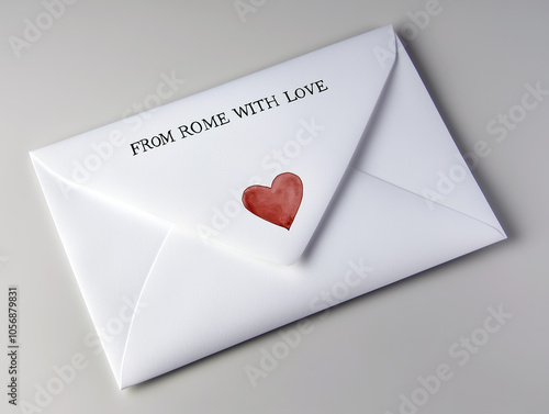 From Rome with Love on the rearside of a closed paper envelope. photo