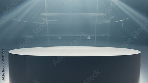 endless presentation luxury display 4k loop product podium empty background dais modern platform pedestal stage abstract showcase three-dimensional geometric scene space minimal racked light show obj