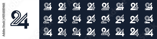 collection of creative number 24 logo designs. abstract twenty-four design vector illustration