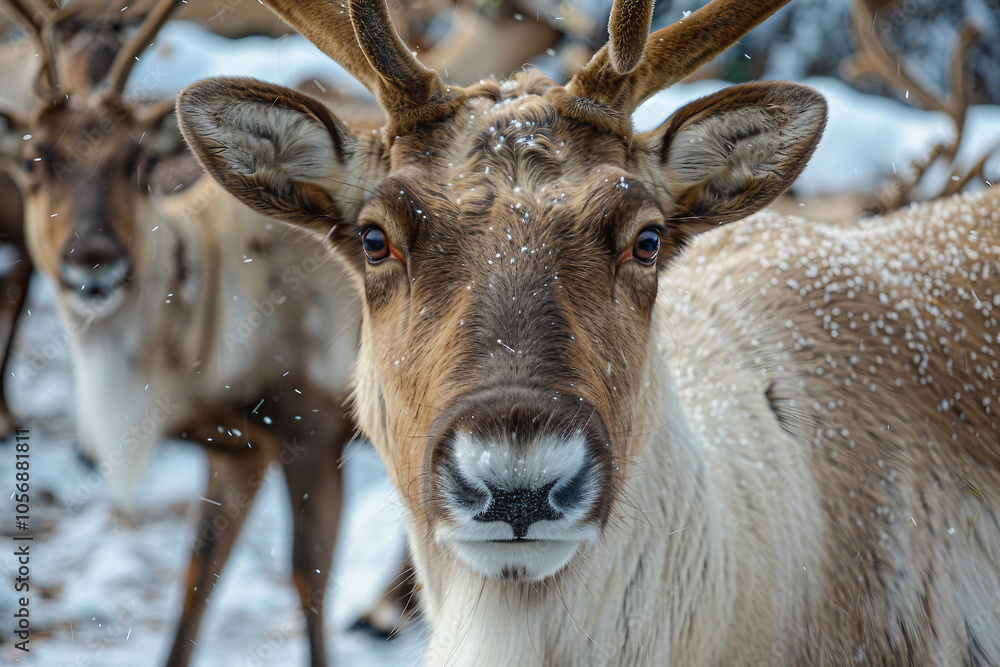 Generated AI portrait of a reindeer with massive antlers Generated AI portrait of a reindeer with massive antlers