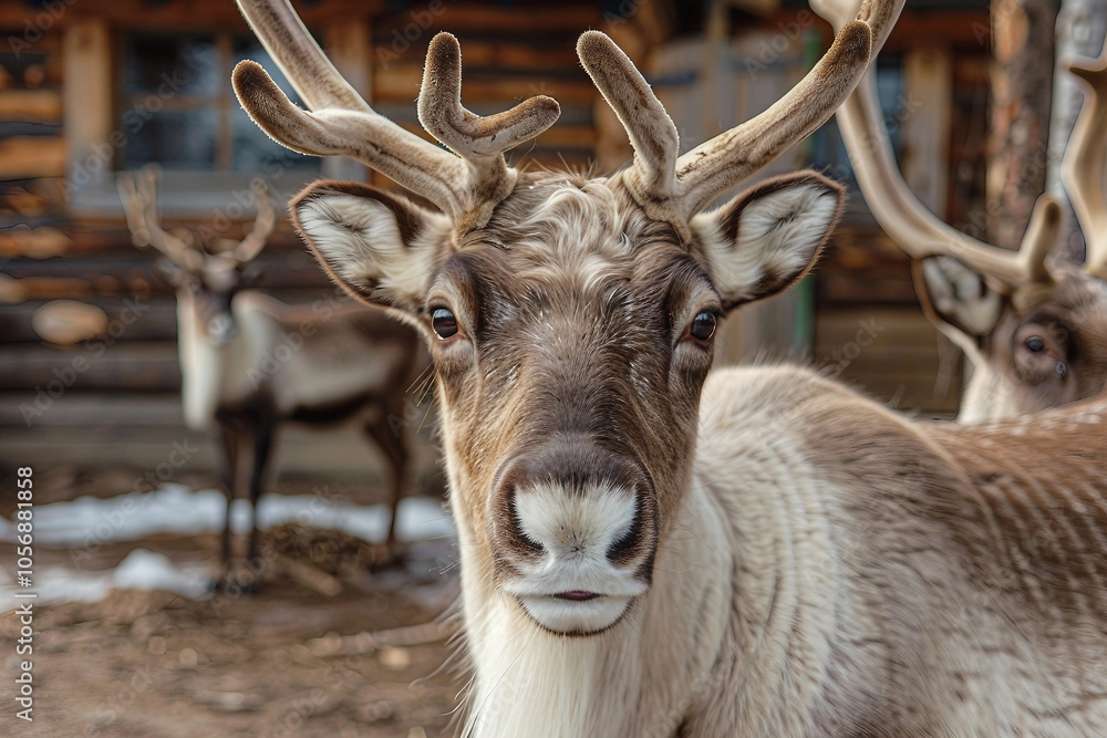 Generated AI image of a reindeer animal with big antlers Generated AI image of a reindeer animal with big antlers