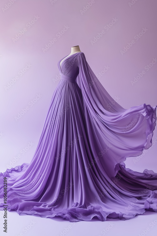 Purple gown, gracefully flowing smooth fabric. Purple gown, gracefully flowing smooth fabric.