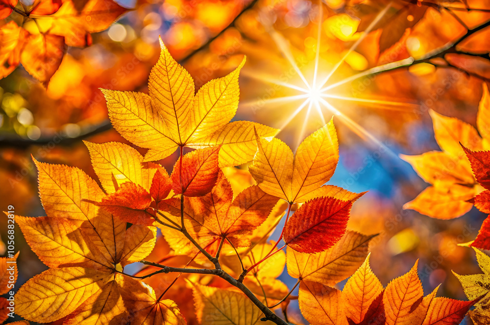 Golden autumn leaves illuminated by sunlight, creating a vibrant and warm atmosphere in nature. Golden autumn leaves illuminated by sunlight, creating a vibrant and warm atmosphere in nature.