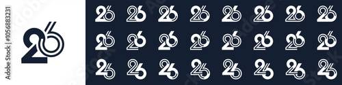collection of creative number 26 logo designs. abstract twenty-six design vector illustration