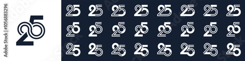 collection of creative number 25 logo designs. abstract twenty five design vector illustration